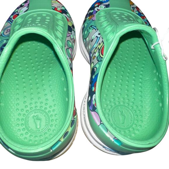 Disney X Native Robbie Sugar print green Mickey Mouse green slip on shoes sz C5 - Picture 2 of 7